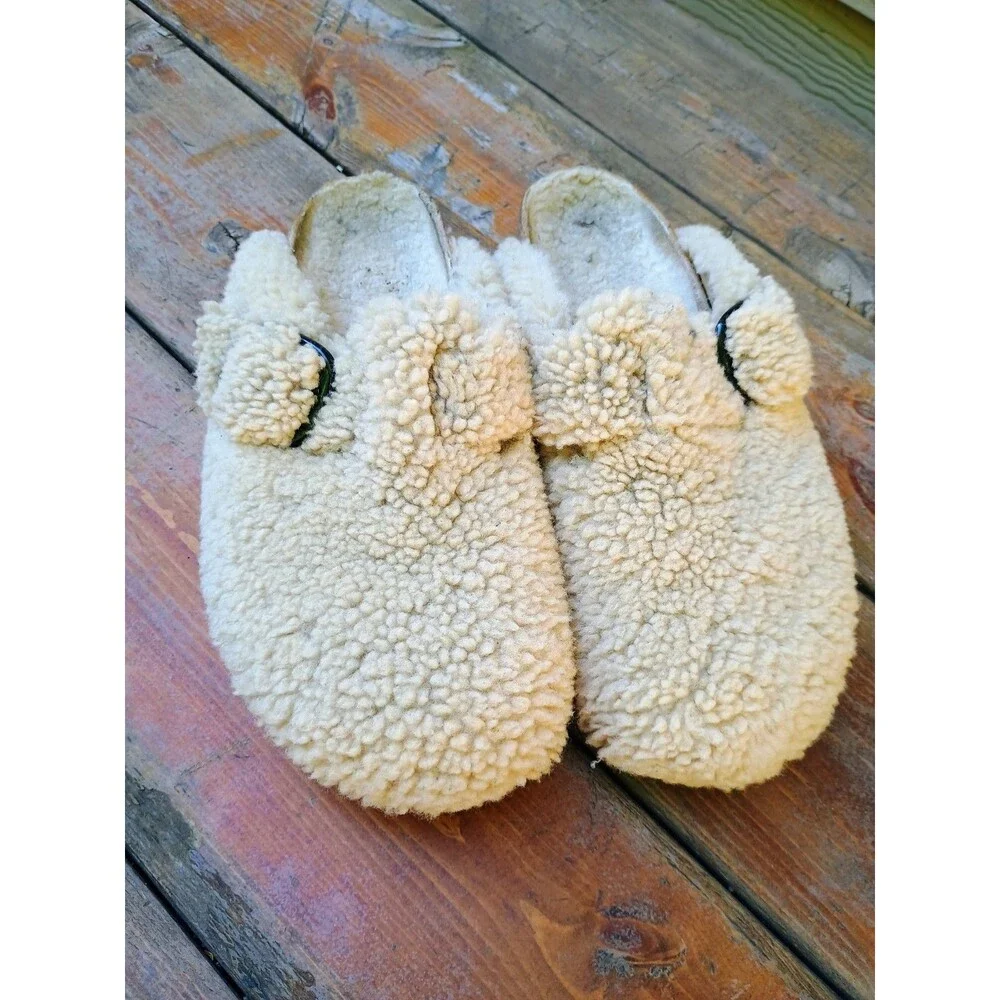 Birkenstock Papillio Boston Big Buckle Shearling Eggshell EU41 Ladies 10 Clog
